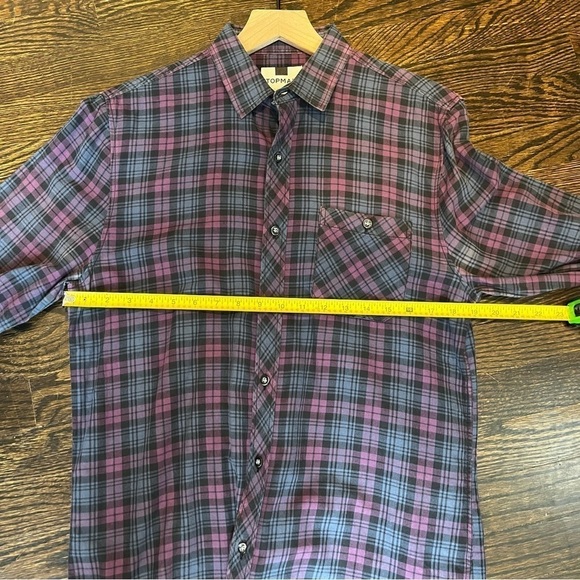 Men’s | Topman Black, Blue, Purple Plaid Button Down | Medium - Picture 6 of 7